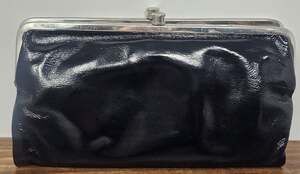 HOBO International Black Patent Leather Lauren Double Frame Clutch Wallet